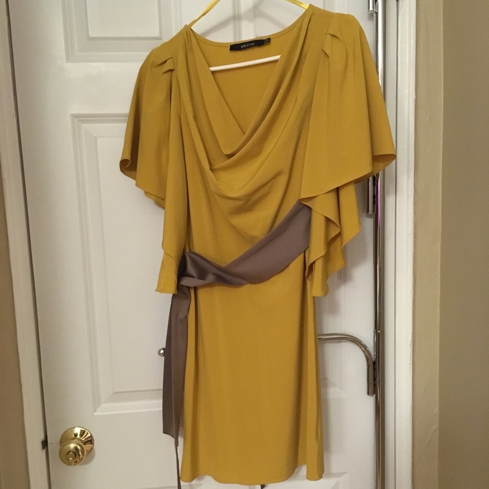 Mustard cocktail dress